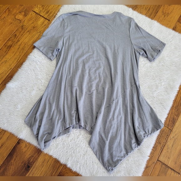 Bryn Walker Lagenlook Tunic Top Short Sleeve Gray Artsy Rayon Terry Blend Small - Picture 2 of 7